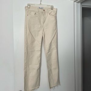 Zara Beige Cropped Skinny Jeans